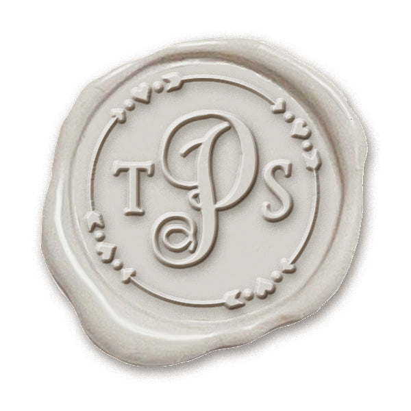 Vine Wedding Monogram Adhesive Wax Seals #1181a bundle with stamp - Nostalgic Impressions