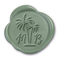 Andinodia Palm Wedding Monogram Adhesive Wax Seals #2521 Bundle with Stamp - Nostalgic Impressions