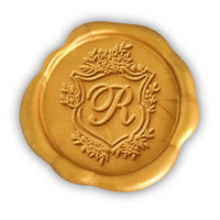 Floral Shield Initial Adhesive Wax Seals #2593 Bundle with Stamp - Nostalgic Impressions