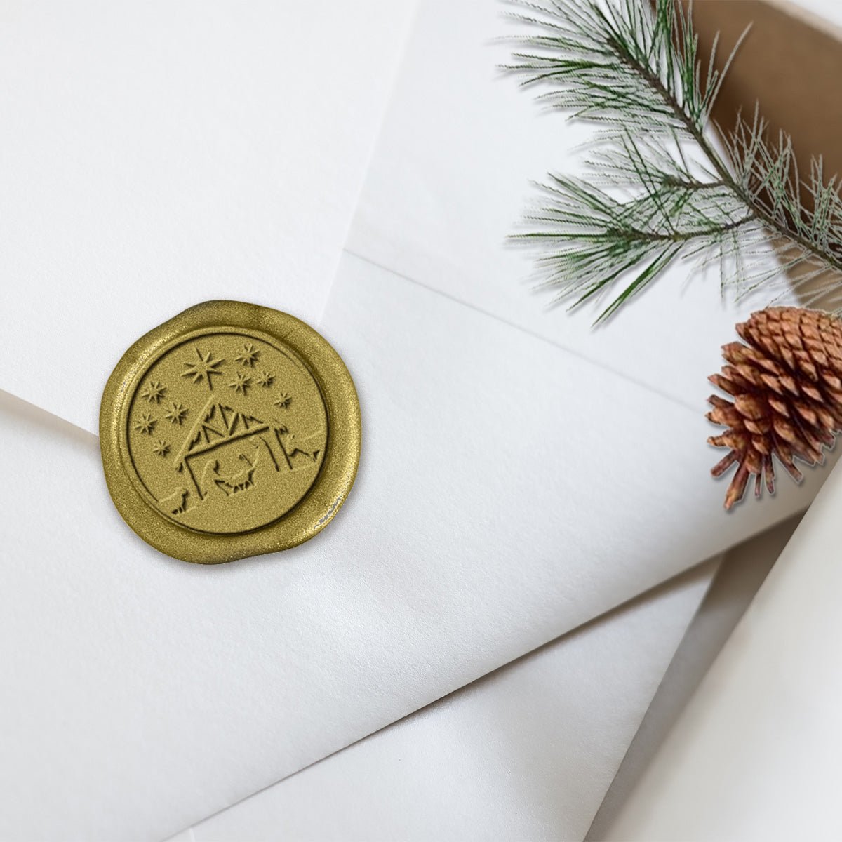 Nativity Christmas Wax Seal Stickers 8PK - Hand Pressed 1 1/4" - Nostalgic Impressions