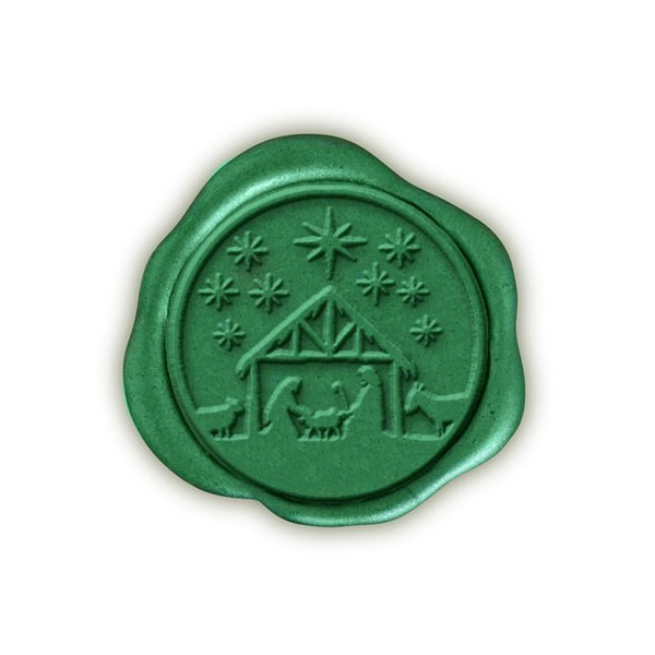 Nativity Christmas Wax Seal Stickers 8PK - Hand Pressed 1 1/4" - Nostalgic Impressions