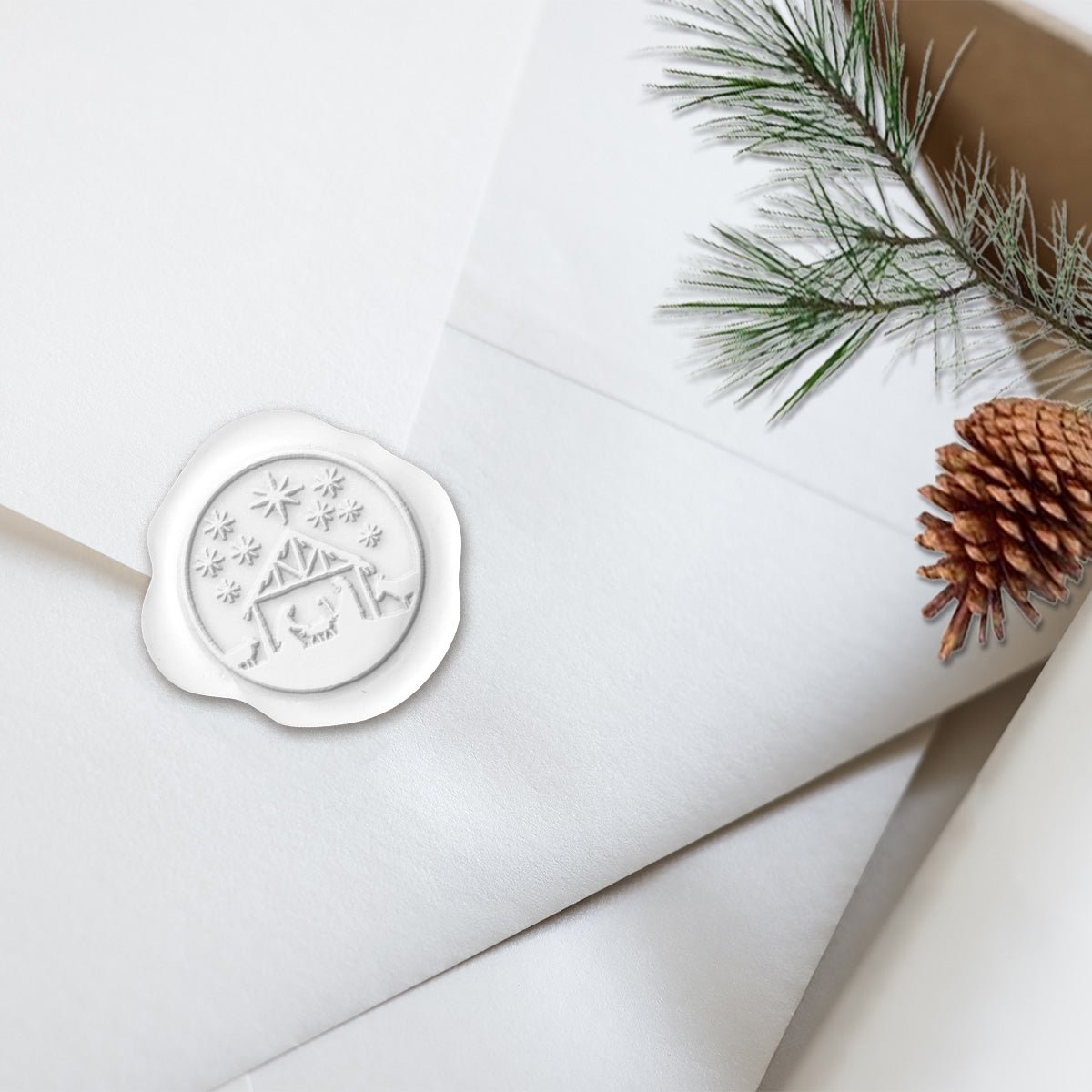 Nativity Christmas Wax Seal Stickers 8PK - Hand Pressed 1 1/4" - Nostalgic Impressions