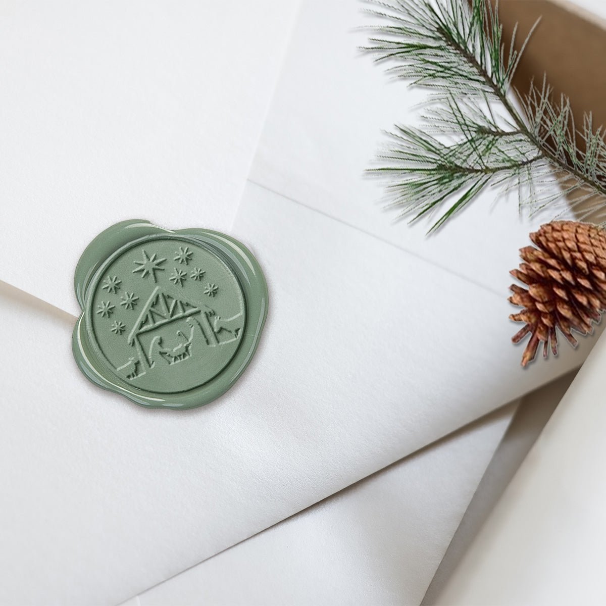 Nativity Christmas Wax Seal Stickers 8PK - Hand Pressed 1 1/4" - Nostalgic Impressions