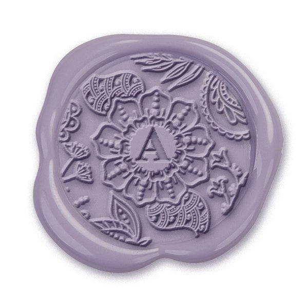 Floralicious Single Initial Adhesive Wax Seals #8017A Bundle with Stamp - Nostalgic Impressions