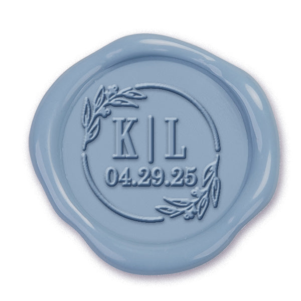 Katrina Wedding Monogram & Date Custom Wax Seal Stamp with Choice of Handle