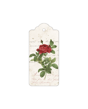Red Rose Italian Gift Tags with String - Pack of 4 - Nostalgic Impressions