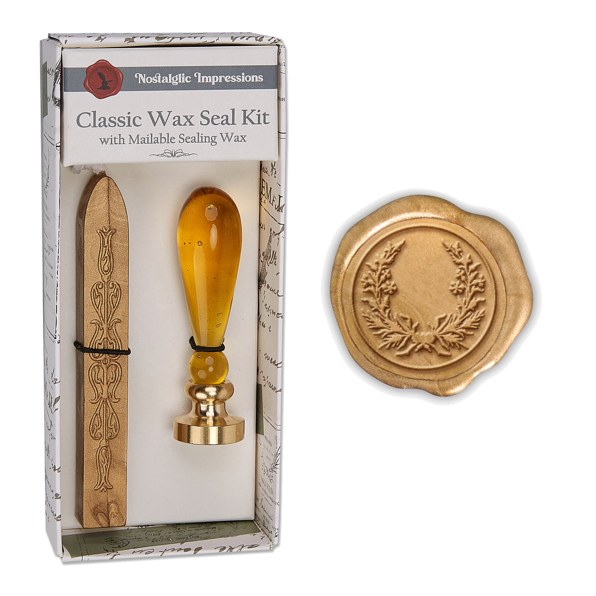 Murano Glass Handle Wax Seal Kit with popular symbols - Nostalgic Impressions