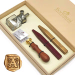 Traditional Wax Seal Kit with Melter Desktop Set by Bortoletti Italy - Letter A - Nostalgic Impressions