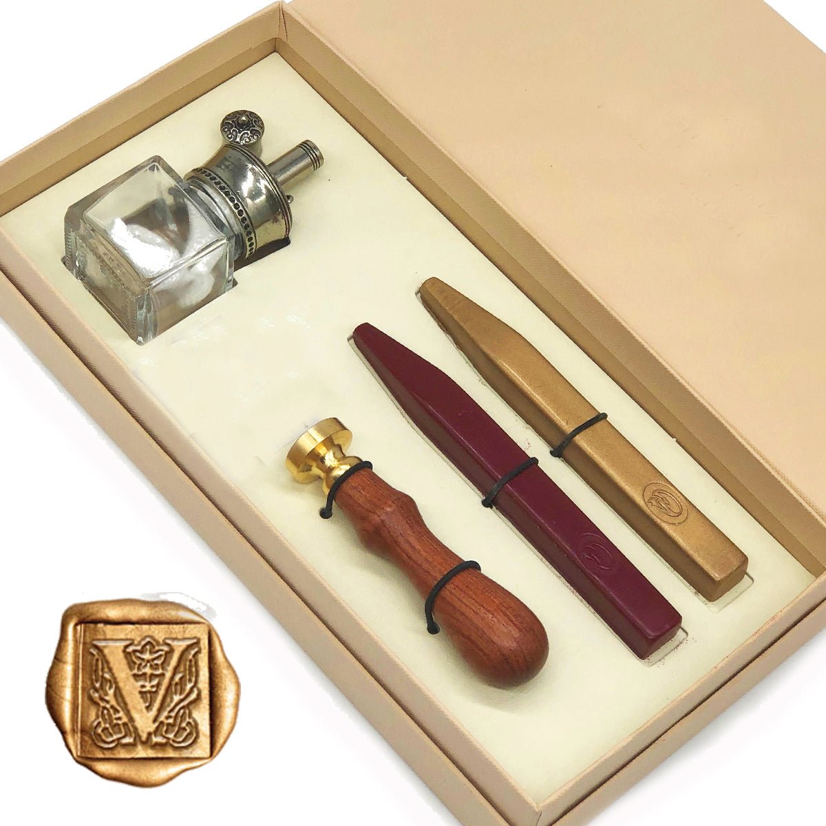 Traditional Wax Seal Kit with Melter Desktop Set by Bortoletti Italy - Nostalgic Impressions
