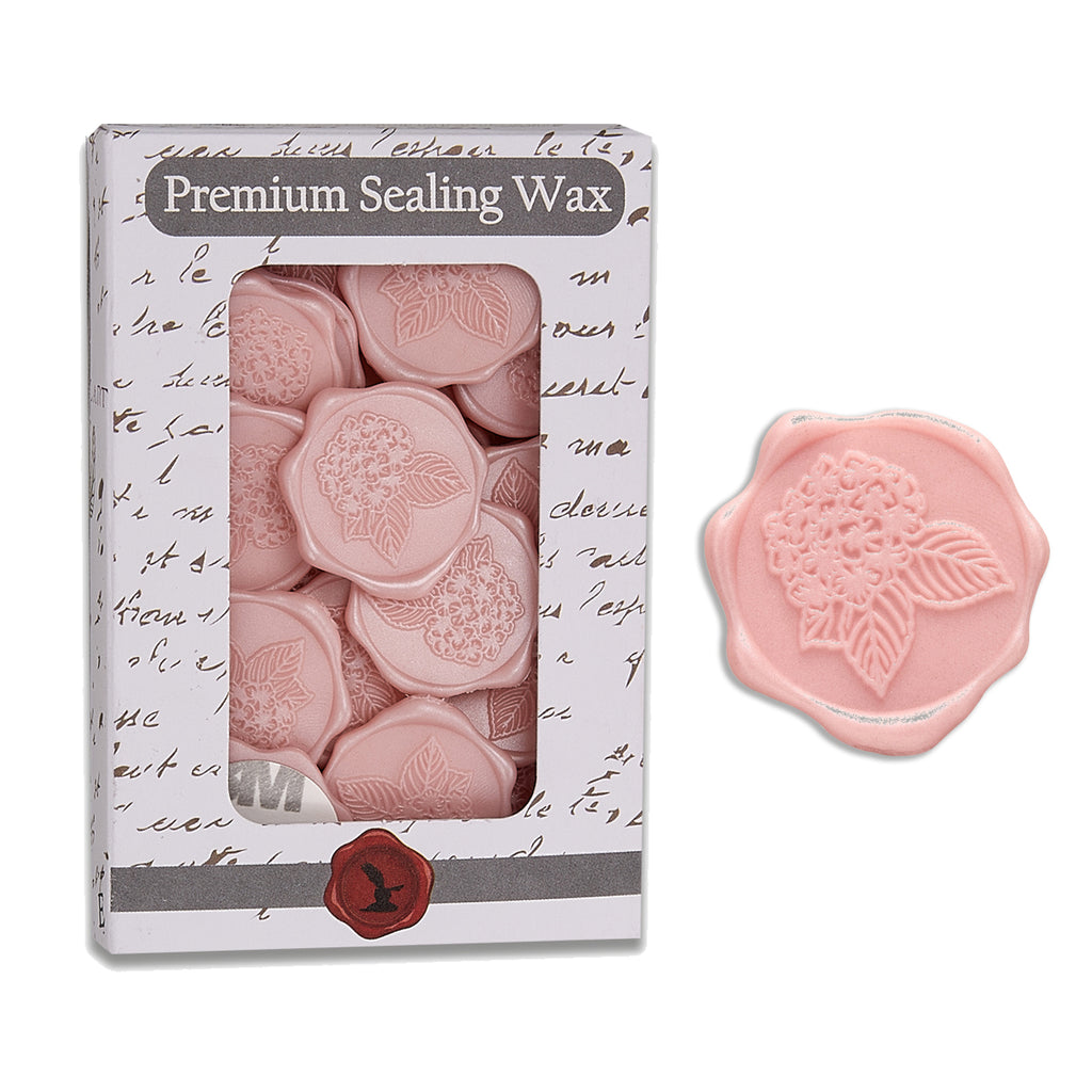 Pink Hydrangea Adhesive Wax Seal Quick-Ship Stickers 25PK - Nostalgic Impressions