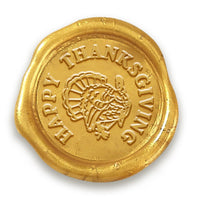 Thanksgiving Turkey Classic Gold Adhesive Symbol Wax Seal Stickers 10PK - Hand Pressed 1 1/4" - Nostalgic Impressions