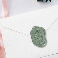 Isabella Wedding Monogram Adhesive Wax Seals Rounded Oval 2 letters #2592 Bundle with Stamp - Nostalgic Impressions
