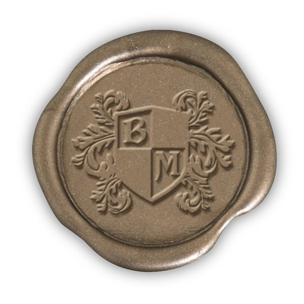 Shield Crest 2 Letter Custom Wax Seal Stamp with choice of Handle #850 - Nostalgic Impressions