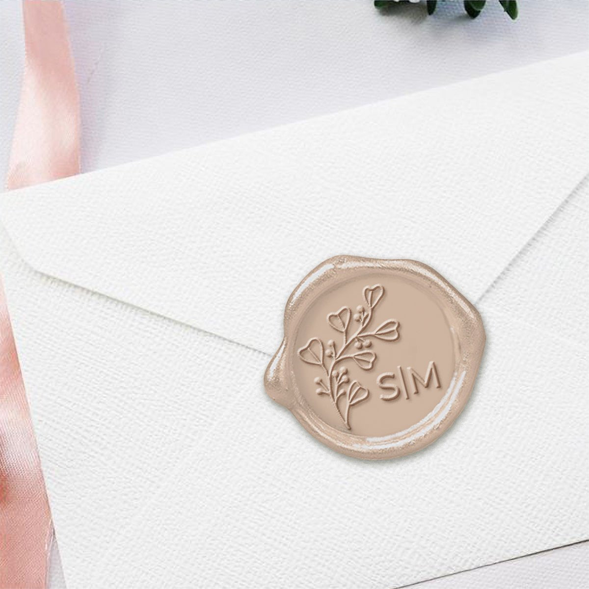 Bianca Wedding Monogram Adhesive Wax Seals #2506 Bundle with Stamp - Nostalgic Impressions