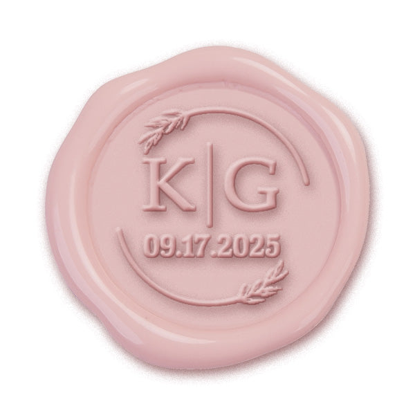 Allure Monogram & Date Custom Wax Seal Stamp with Blush Pink Handle-Multiple Font Choices #8902 - Nostalgic Impressio