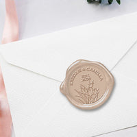 Wedding Monogram Names & year. Adhesive Wax Seals #2511 bundle with stamp - Nostalgic Impressions