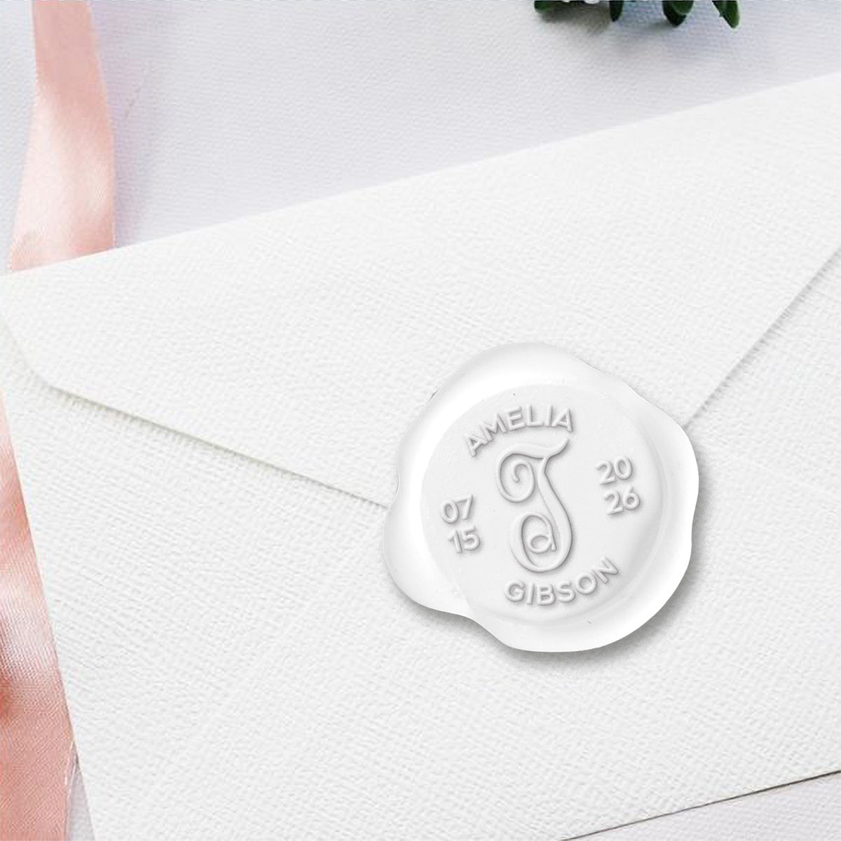 Arboria Wedding Monogram Adhesive Wax Seals #2514 bundle with stamp - Nostalgic Impressions