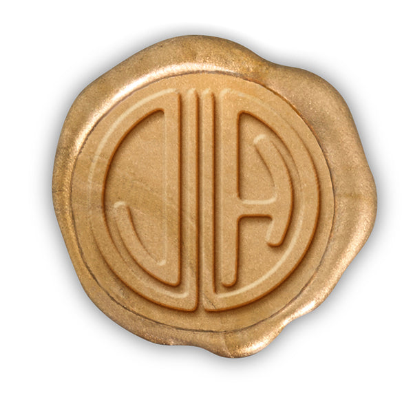 Gatsby Monogram Initial Custom Wax Seal Stamp Kit with Black and Gold Sealing Wax