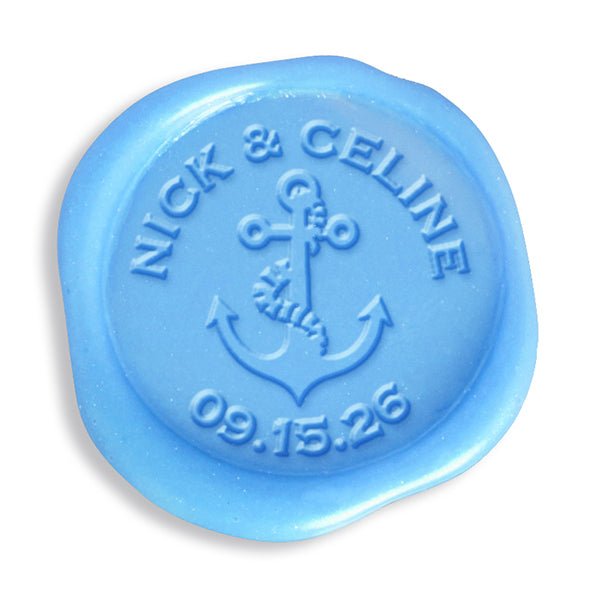 Anchor Wedding Monogram Names & Date Adhesive Wax Seals #408 bundle with stamp - Nostalgic Impressions