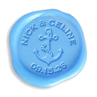 Anchor Wedding Monogram Names & Date Adhesive Wax Seals #408 bundle with stamp - Nostalgic Impressions