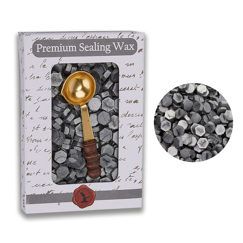 Metallic Silver Premium Sealing Wax Beads by Color  with spoon
