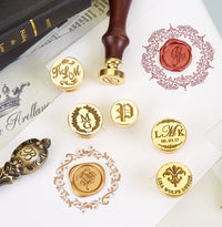 Create your Own Wedding Wax Seal Stamp from your Logo or Art with Turquoise Wood Handle - Nostalgic Impressions