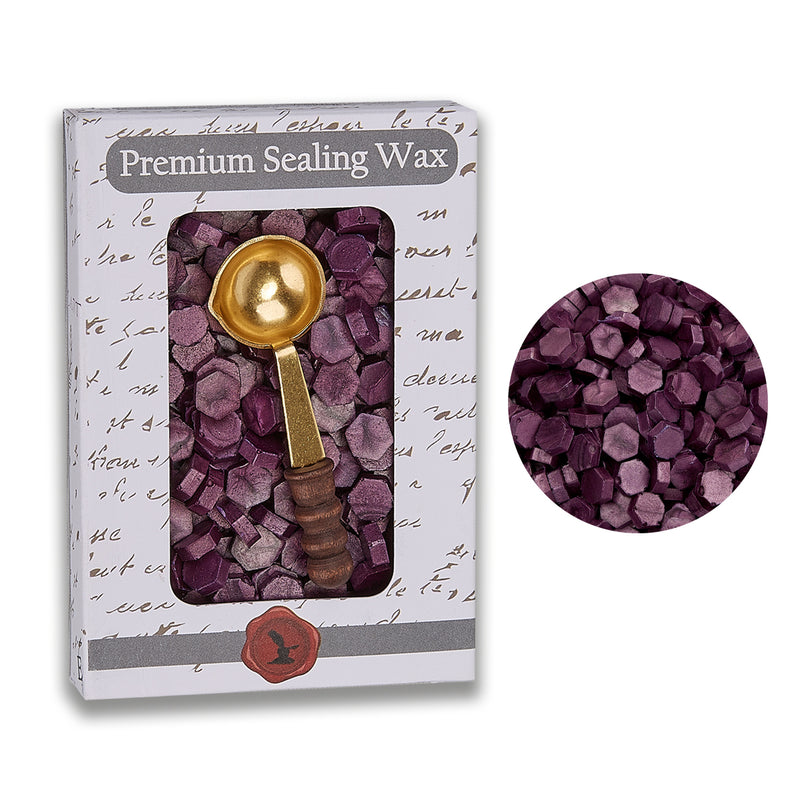 Plum Dandy Premium Sealing Wax Beads by Color with spoon