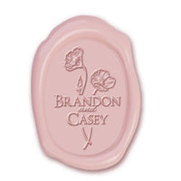 Poppy Wedding Monogram Adhesive Wax Seals Rounded Oval #2593 bundle with stamp - Nostalgic Impressions
