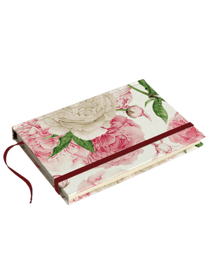 Peonies Italian Hard Cover Journals with strap 4x6 - Nostalgic Impressions
