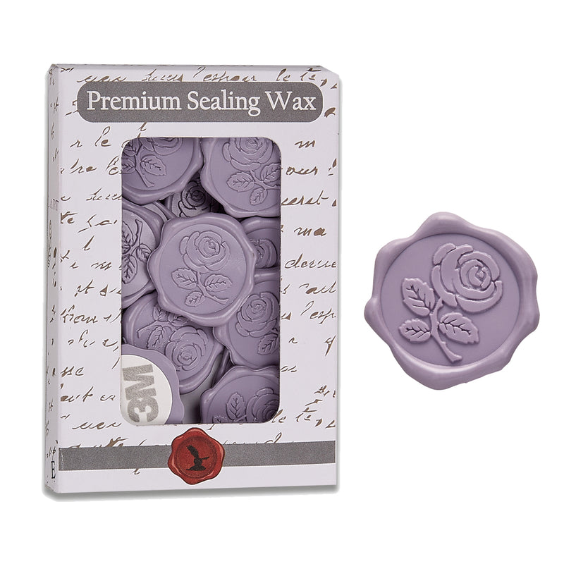 Rose with Stem Adhesive Wax Seal Quick-Ship Stickers 25PK-7 Colors