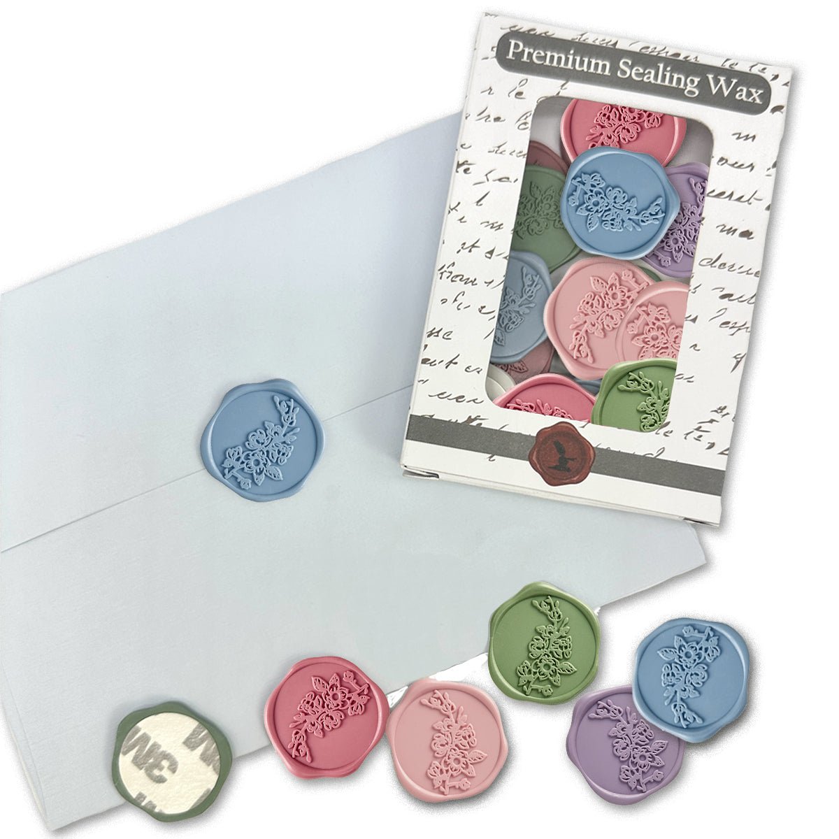 Sweet Magnolia Wedding Adhesive Wax Seal Quick - Ship Stickers 25PK - 6 Colors - Nostalgic Impressions