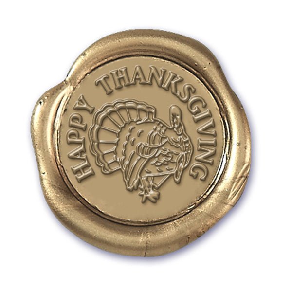 Thanksgiving Turkey Classic Gold Adhesive Symbol Wax Seal Stickers 10PK - Hand Pressed 1 1/4" - Nostalgic Impressions