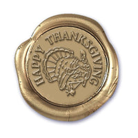 Thanksgiving Turkey Classic Gold Adhesive Symbol Wax Seal Stickers 10PK - Hand Pressed 1 1/4" - Nostalgic Impressions