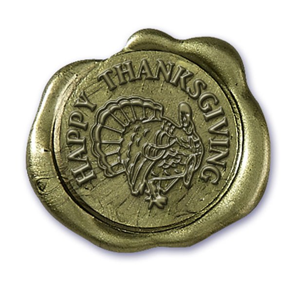 Thanksgiving Turkey Classic Gold Adhesive Symbol Wax Seal Stickers 10PK - Hand Pressed 1 1/4" - Nostalgic Impressions