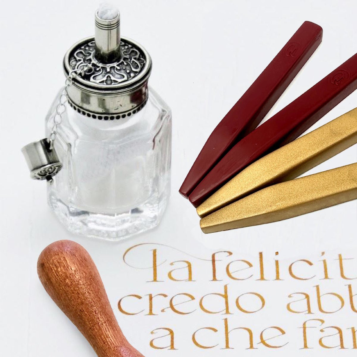 Traditional Wax Seal Kit with Melter Desktop Set by Bortoletti Italy - Nostalgic Impressions