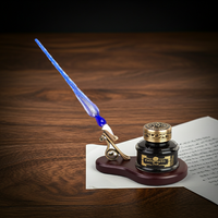 Glass Calligraphy Dip Pen & Ink Set Shimmering Colors