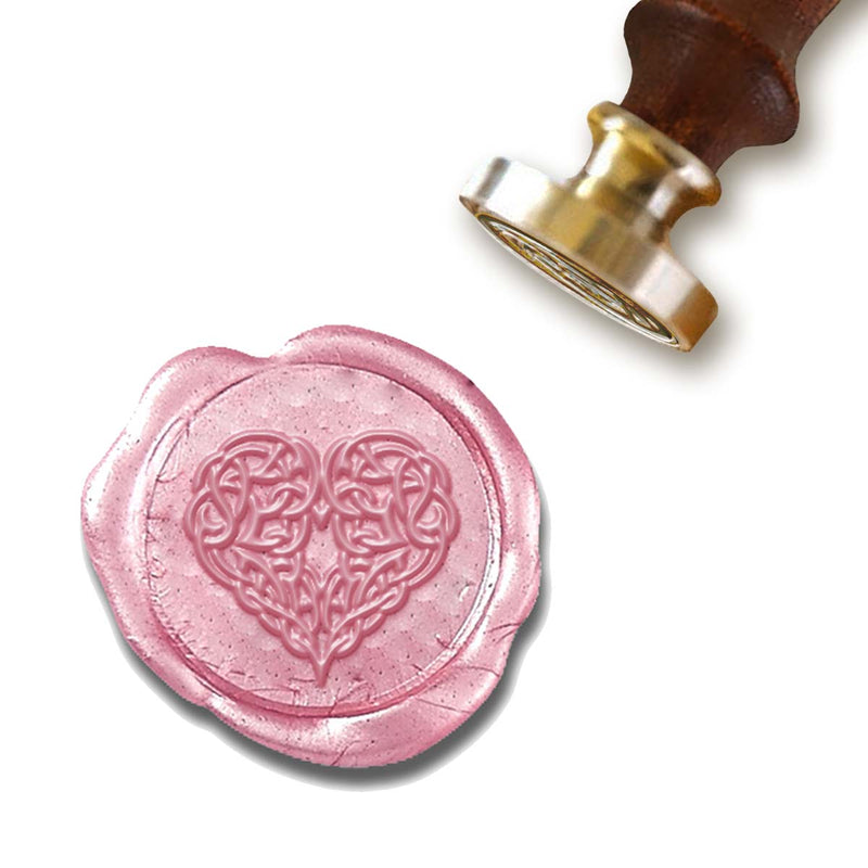 Celtic Heart Wax Seal Stamp with Blush Pink Wood Handle #3950CD
