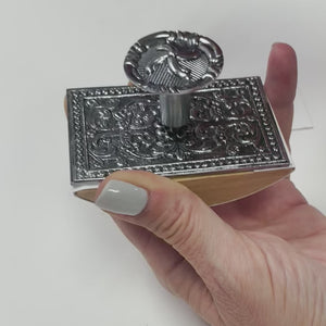 How to Use Wood Rocking Ink Blotter-Decorated Metal top-Bronze