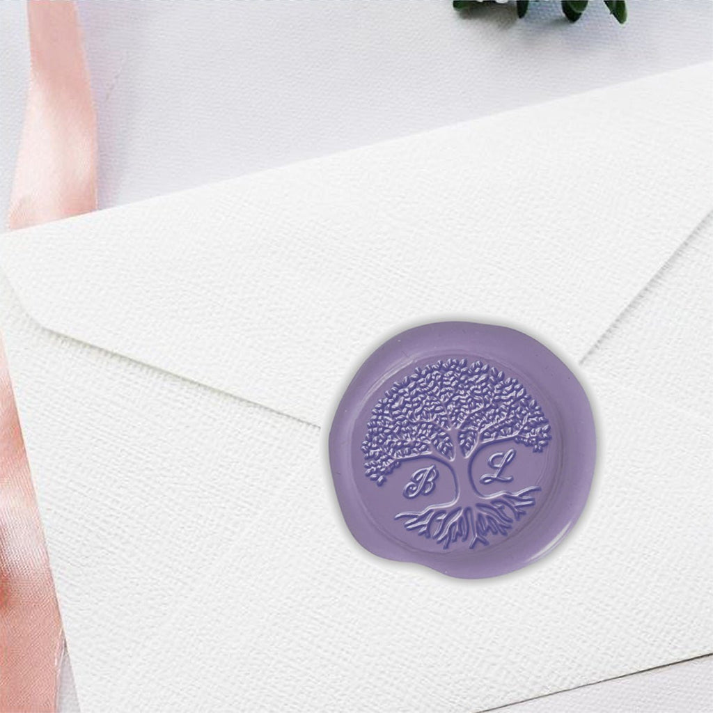 Banyan Tree Wedding Monogram Adhesive Wax Seals #9004 bundle with Stamp - Nostalgic Impressions
