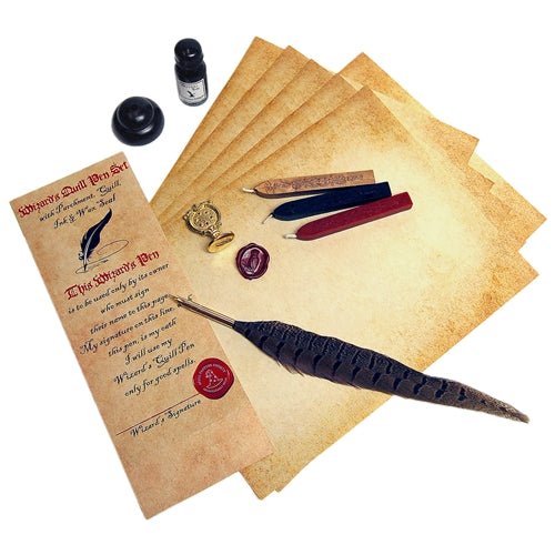 Harry Potter Themed Vintage Wax Seal Stamp Set With Quill Pen & Notebook