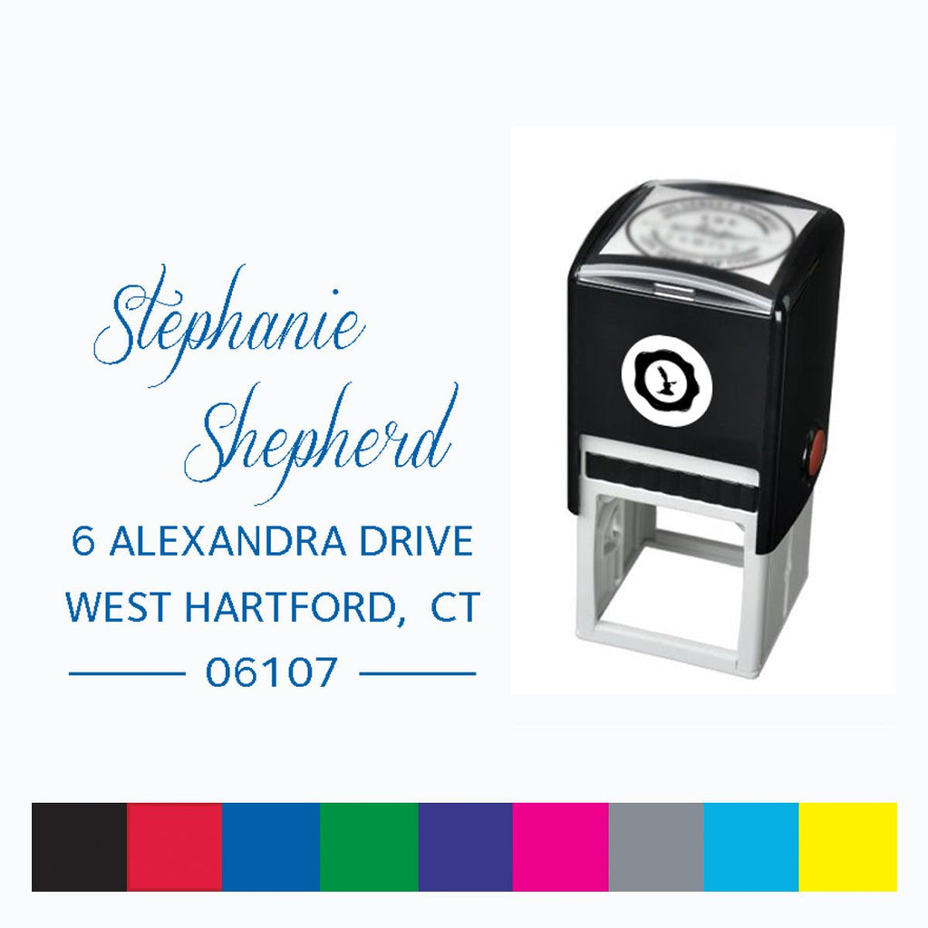 Address Self Inking Stamper with Black Ink cartridge Square 1 5/8" #2081 - Nostalgic Impressions