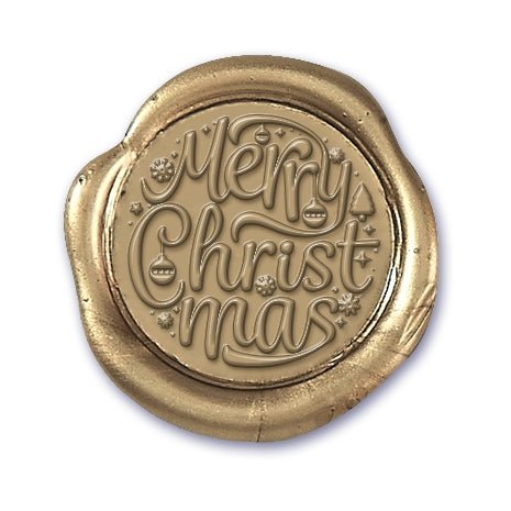 Merry Christmas Decorations Wax Seal Stamp with Burgundy Wood Handle #6507CD - Nostalgic Impressions