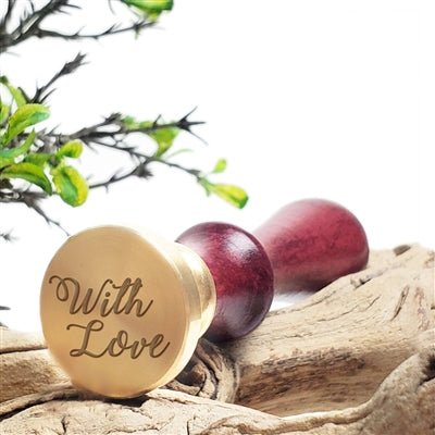 With Love Wax Seal Stamp with Burgundy Wood Handle #D705 - Nostalgic Impressions