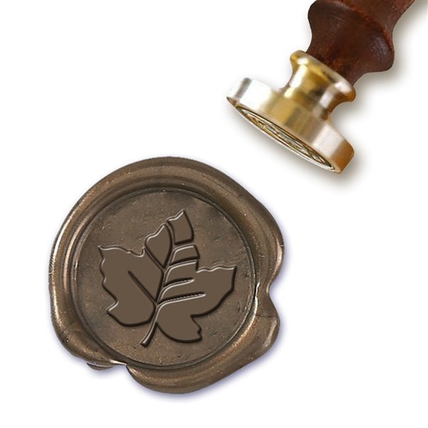 Leaf 2 Wax Seal Stamp with Rosewood Wood Handle #D883CD - Nostalgic Impressions