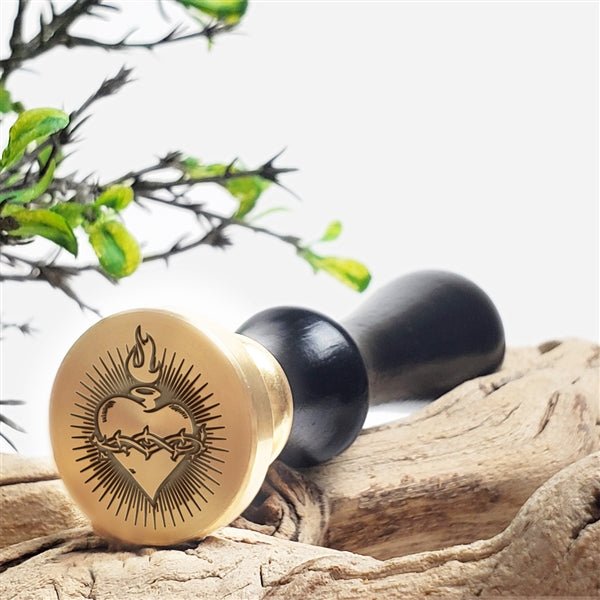 Sacred Heart Wax Seal Stamp with Black Wood Handle #R1083CD