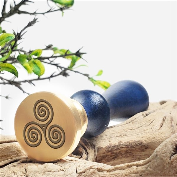 Celtic Spiral Wax Seal Stamp with Blue Wood Handle #R594CD - Nostalgic Impressions