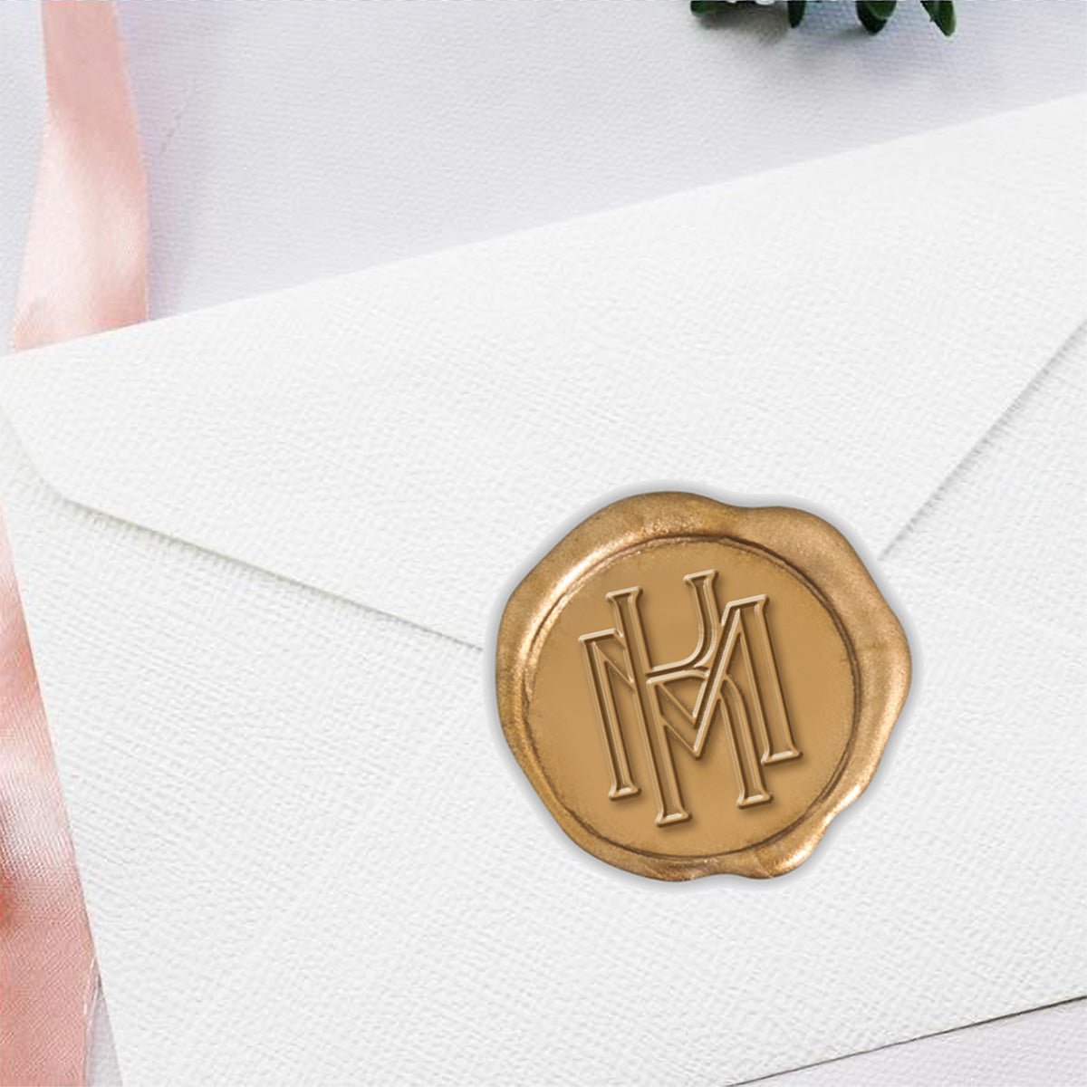 Intertwined Monogram Adhesive Wax Seals Sappho Outline LS245SA Bundle with Stamp - Nostalgic Impressions