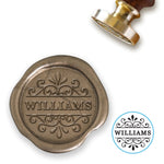 Scroll with Name Custom Wax Seal Stamp with Blue Wood Handle-Multiple Font Choices with Preview #8035 - Nostalgic Impressions