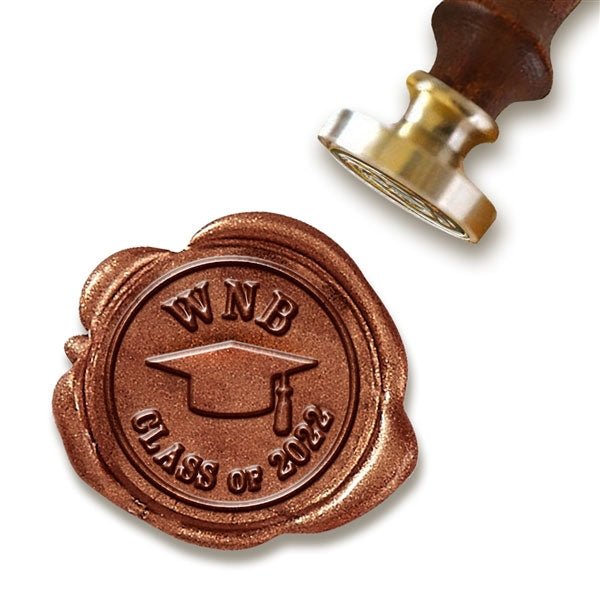 Graduation Monogram Custom Wax Seal Stamp with Rosewood Wood Handle #R907 - Nostalgic Impressions