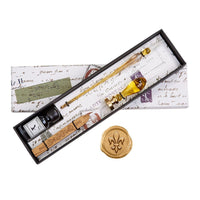 Gold Glass Wax Seal & Calligraphy Pen & Ink Set - Nostalgic Impressions
